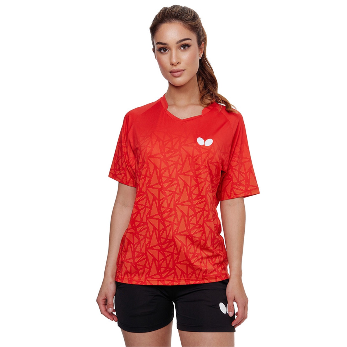 Higo Lady Shirt Red, Front, Model